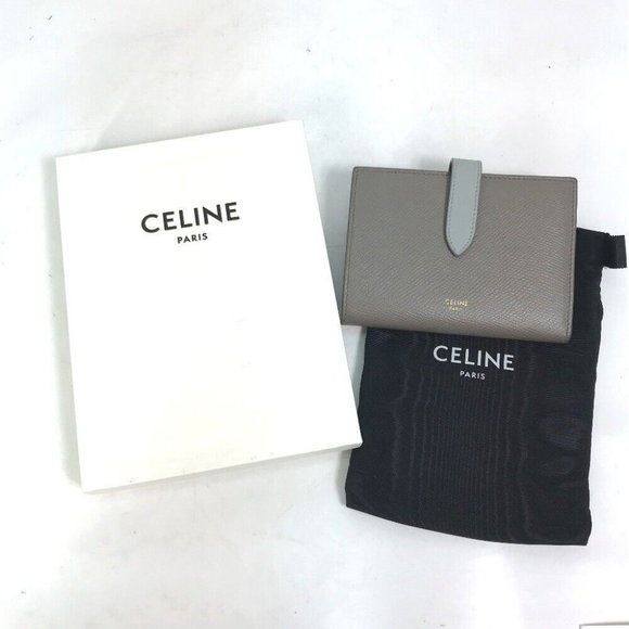 CELINE .10PI Bicolor Medium strap wallet Trifold wallet Leather gray - Picture 13 of 13